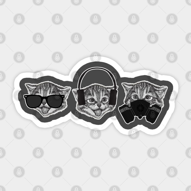 Three Wise Cats Meme Funny Sticker by ninjainatux